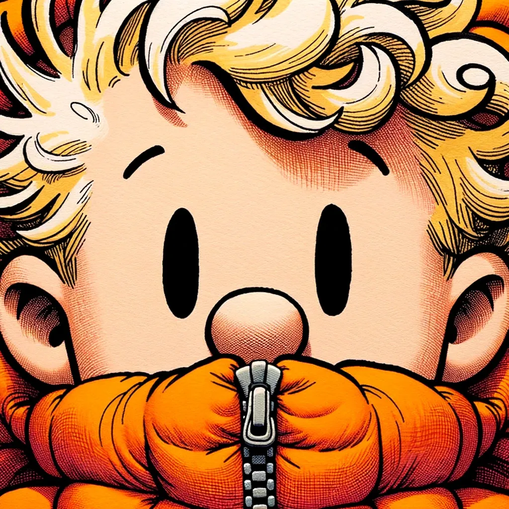 A drawn picture of a blond character that represents me with an orange jacket