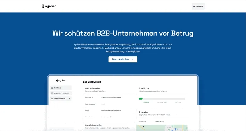 A gif animation of the sycher webapp