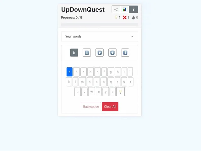 A gif animation of the updown.quest webapp